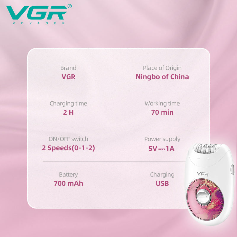 VGR V-706 Cordless Professional Women Epilator with 18 Tweezers for Face, Legs, Underarms & Bikini area — Image 7 — VGR Pakistan Official
