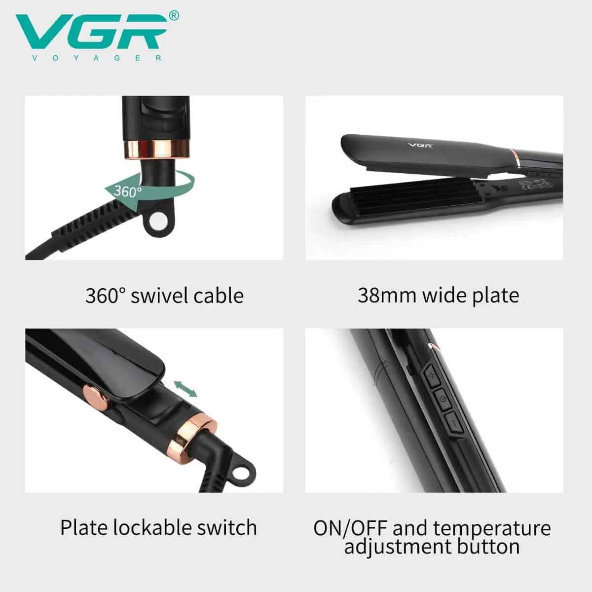 VGR V-519C Professional Hair Straightener Ceramic Plates