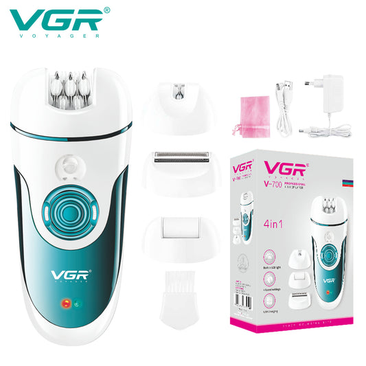 VGR V-700 Cordless Professional 4 in 1 Women Epilator & Shaver for Face, Legs, Underarms & Bikini Area.