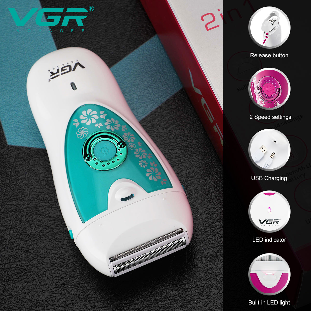 VGR V-722 Professional 2 in 1 Cordless Epilator for Women — Image 3 — VGR Pakistan Official