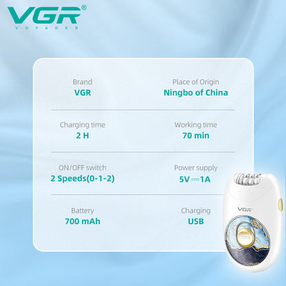 VGR V-706 Cordless Professional Women Epilator with 18 Tweezers for Face, Legs, Underarms & Bikini area — Image 6 — VGR Pakistan Official