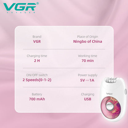 VGR V-706 Cordless Professional Women Epilator with 18 Tweezers for Face, Legs, Underarms & Bikini area — Image 7 — VGR Pakistan Official