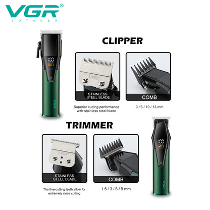 VGR V-677 Professional Trimmer 240 min Runtime 12 Length Settings (Green).