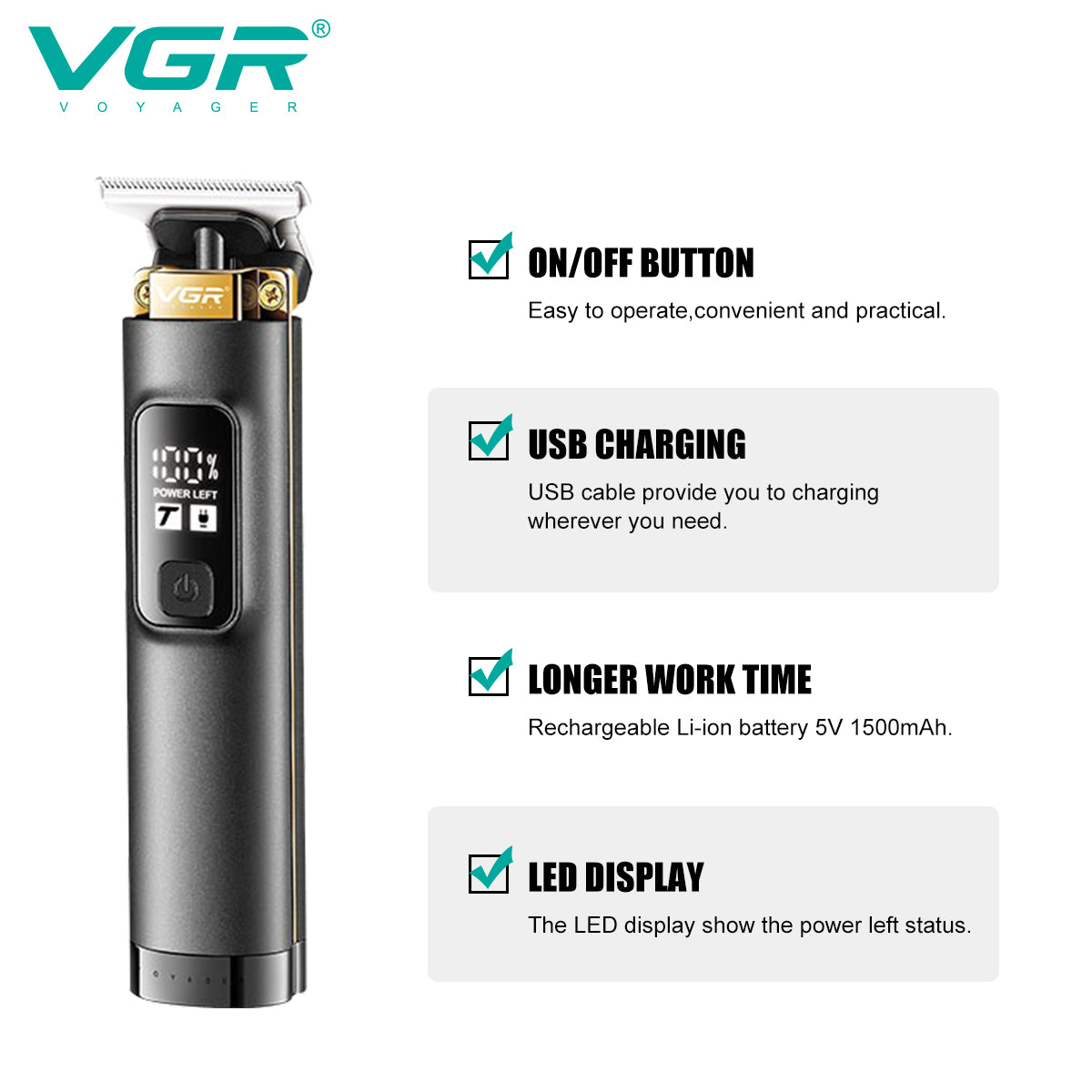 VGR V-985 Professional Hair Trimmer — Image 3 — VGR Pakistan Official