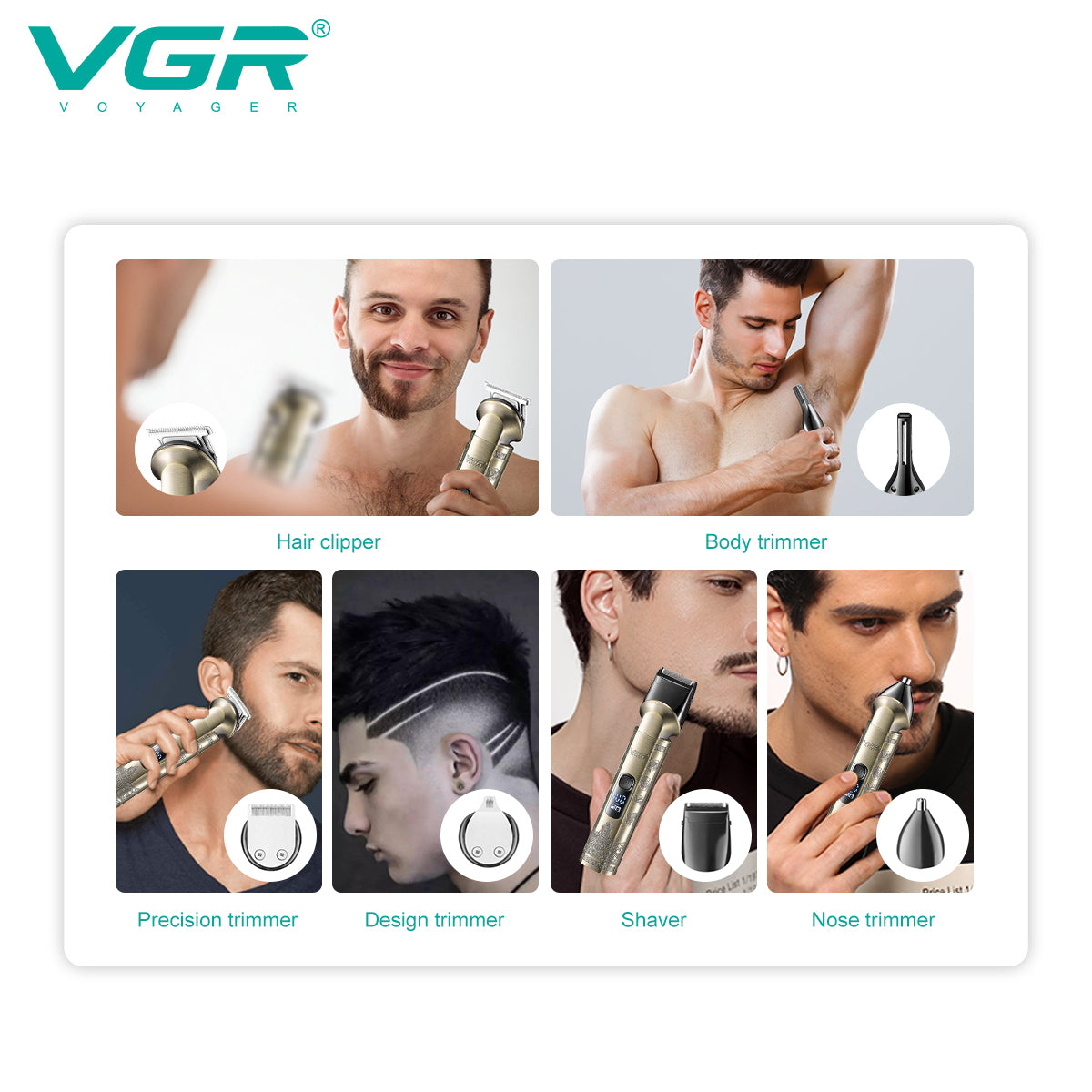 VGR V-109 6-in-1, Face, Hair and Full Body Multi Grooming Kit - Metal Body.