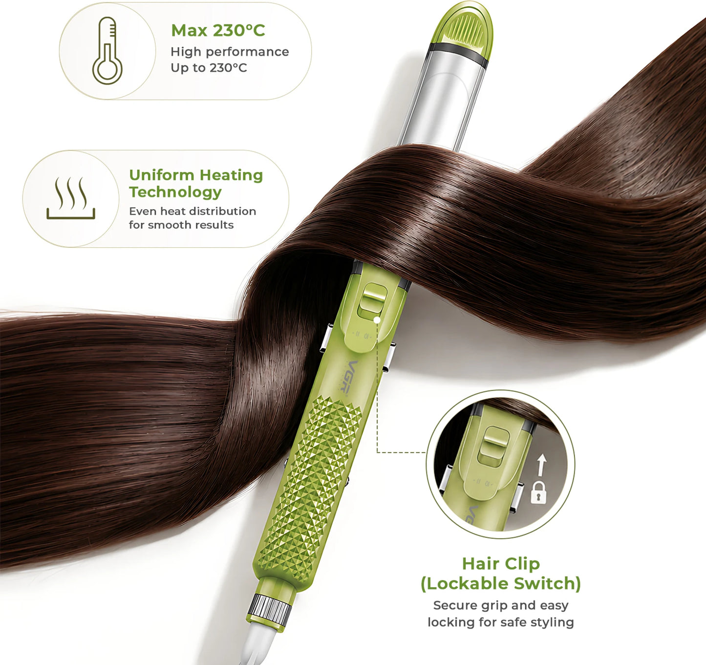 VGR V-569 Professional 4-in-1 Hair Beauty Styler (Green)