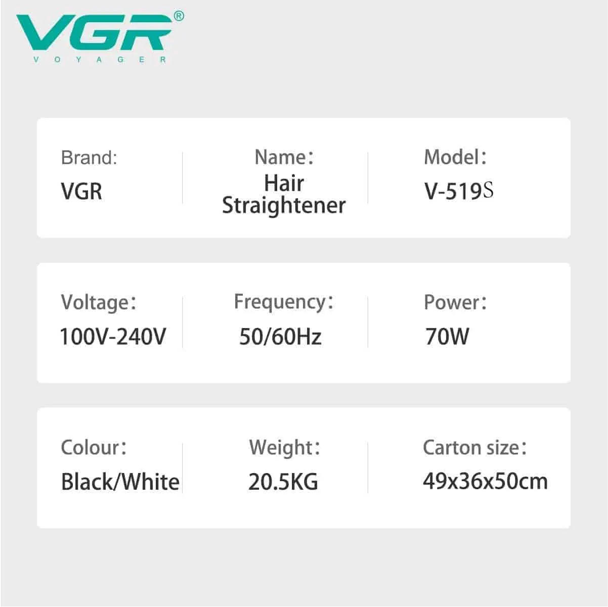 VGR V-519S Professional Hair Straightener 38mm Ceramic Plates