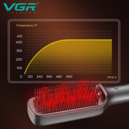 VGR V-560 Professional Ceramic Coating Comb & Hair Straightener Brush (Black).