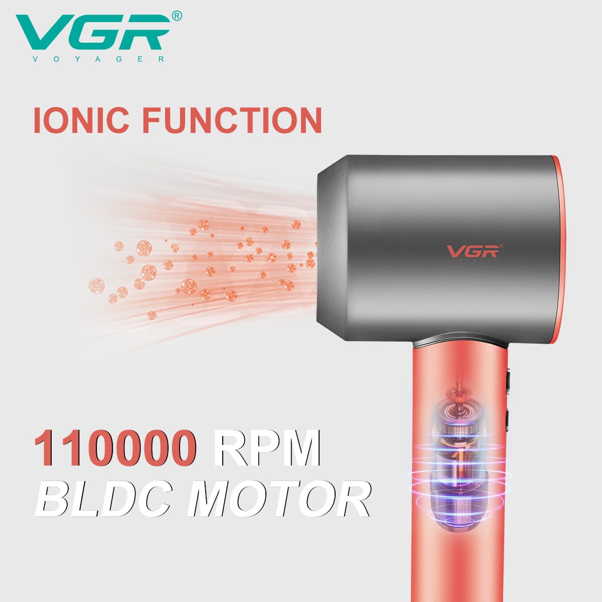 VGR V-440 Professional Hair Dryer & Styler – 110000 RPM BLDC Motor.
