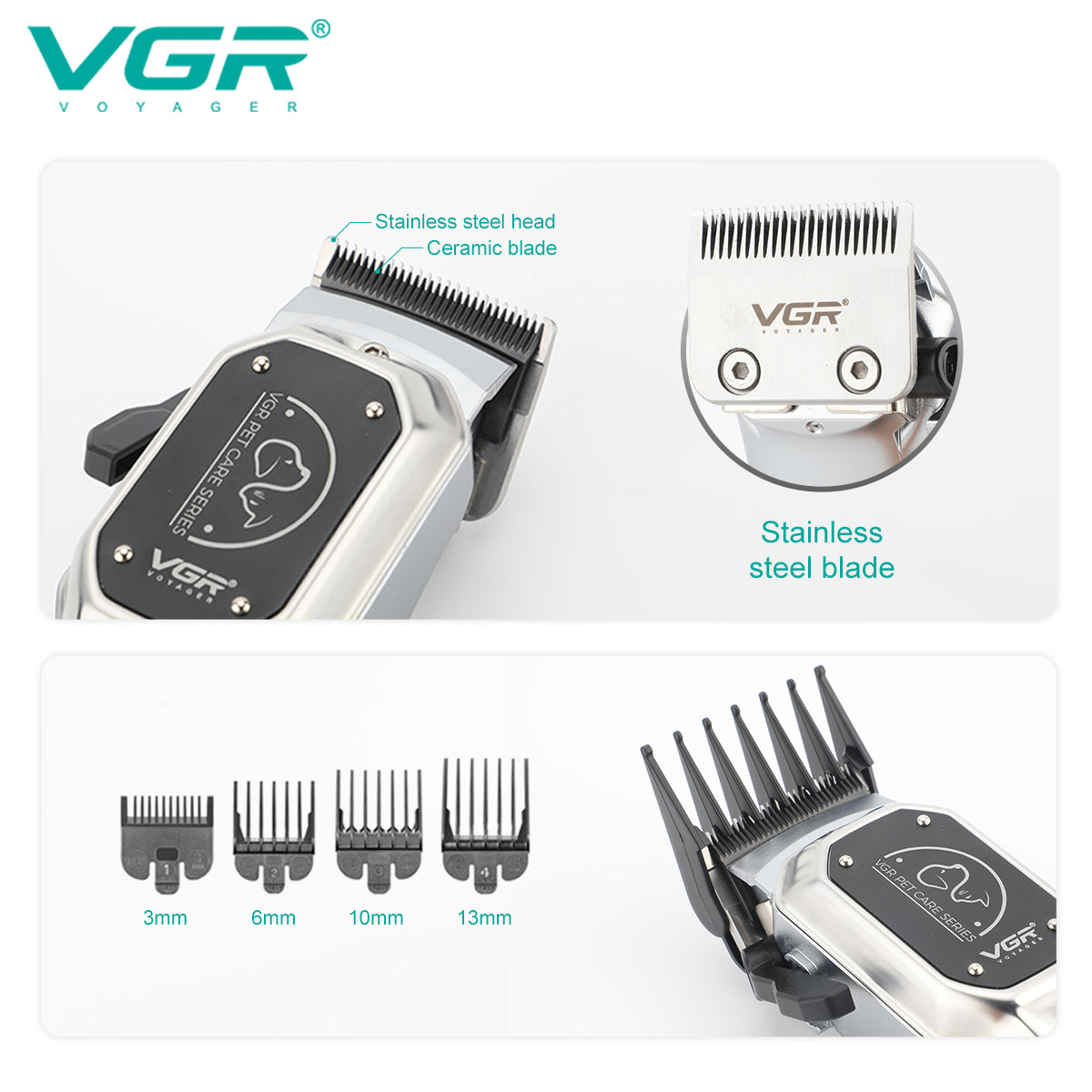 VGR V-201 Professional Pet Clipper - Silver.