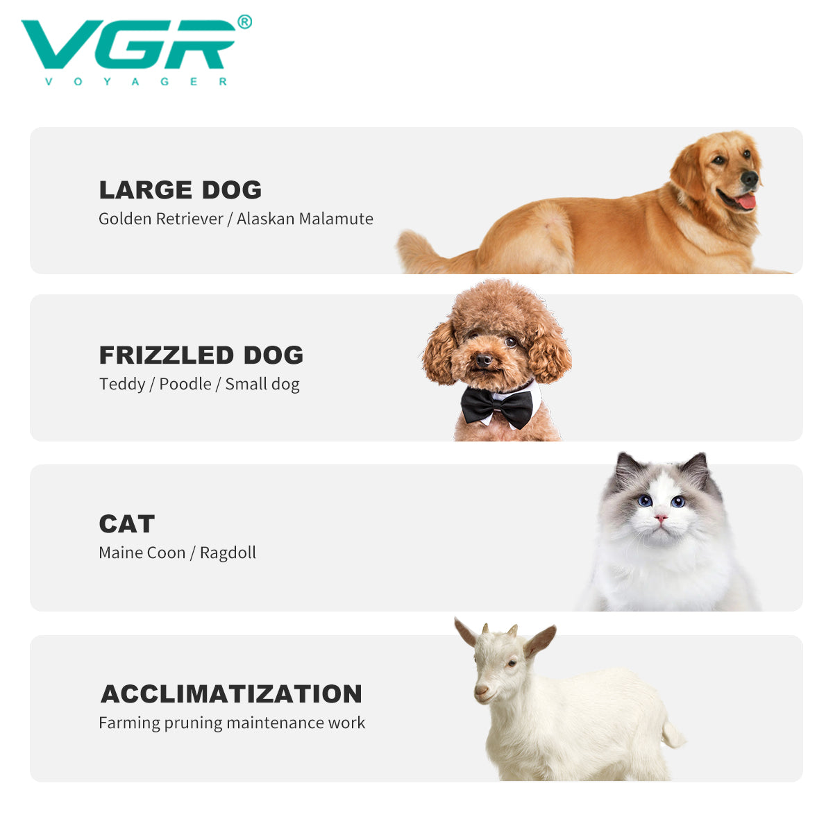 VGR V-201 Professional Pet Clipper - Silver.