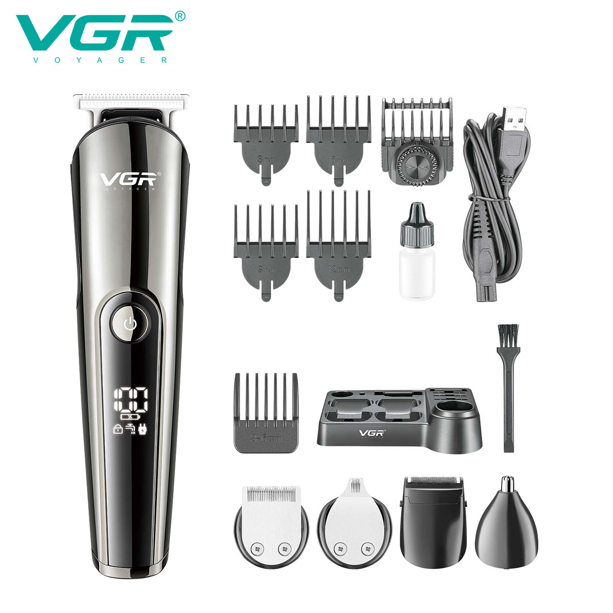VGR V-107 Professional 11in1 IPX6 Washable Grooming Kit Trimmer for Men.