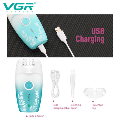 VGR V-738 Female Body Epilator 2 Speeds USB Light — Image 3 — VGR Pakistan Official