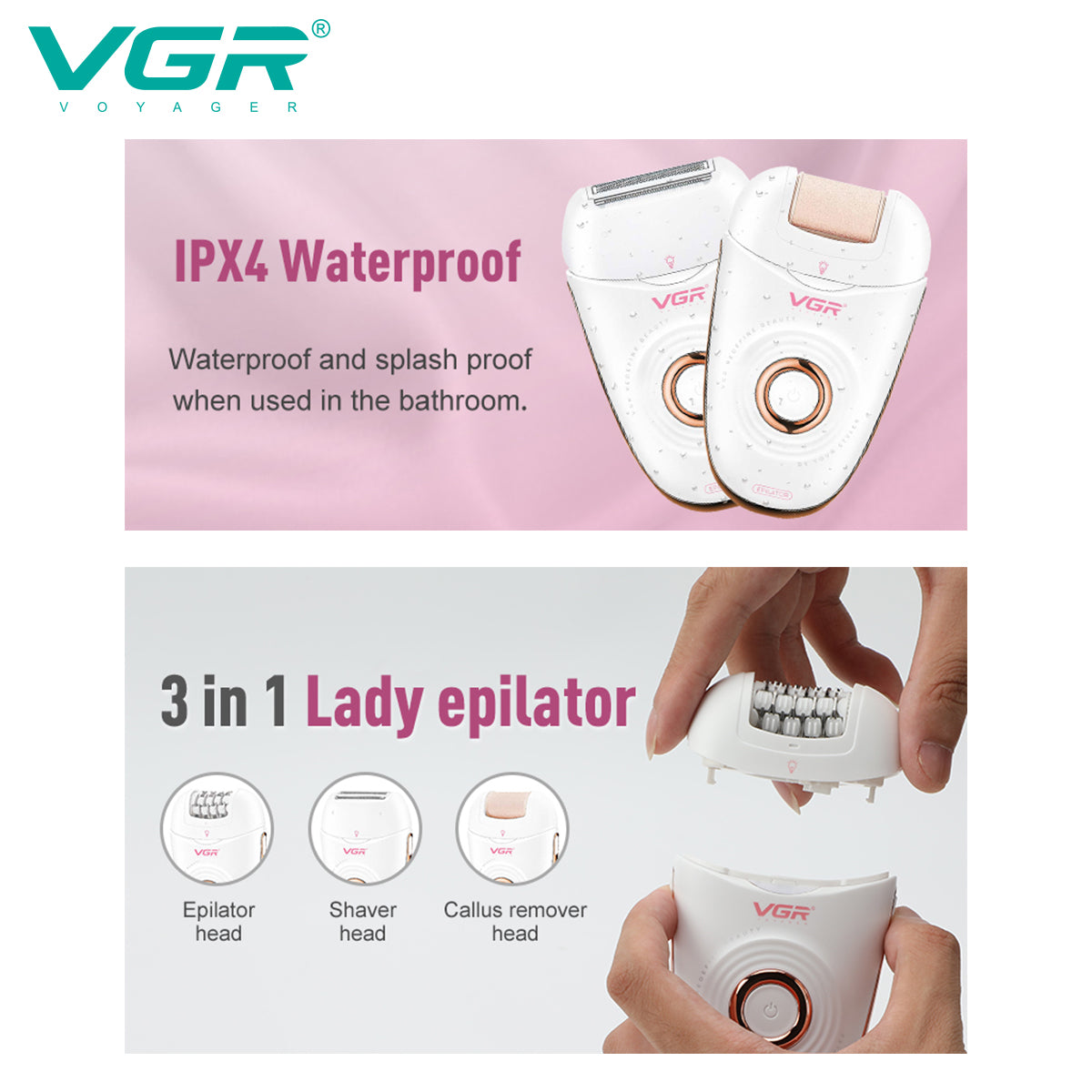 VGR V-739 Female Body Epilator — Image 5 — VGR Pakistan Official