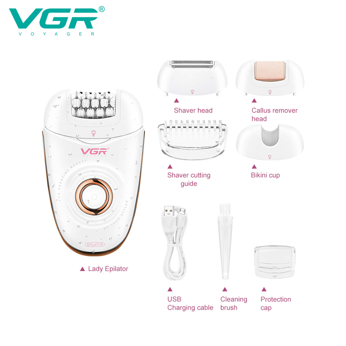 VGR V-739 Female Body Epilator — Image 2 — VGR Pakistan Official