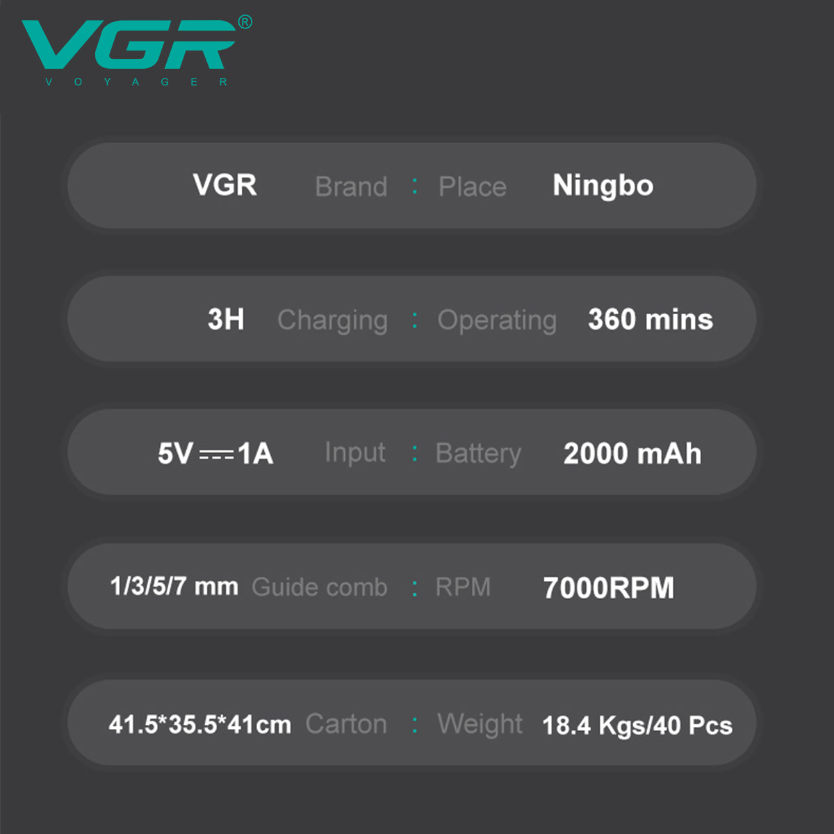 VGR V-930 Professional Cord/Cordless Hair Trimmer for Men's & Boy's — Image 6 — VGR Pakistan Official
