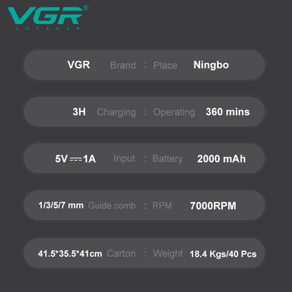 VGR V-930 Professional Cord/Cordless Hair Trimmer for Men's & Boy's — Image 6 — VGR Pakistan Official