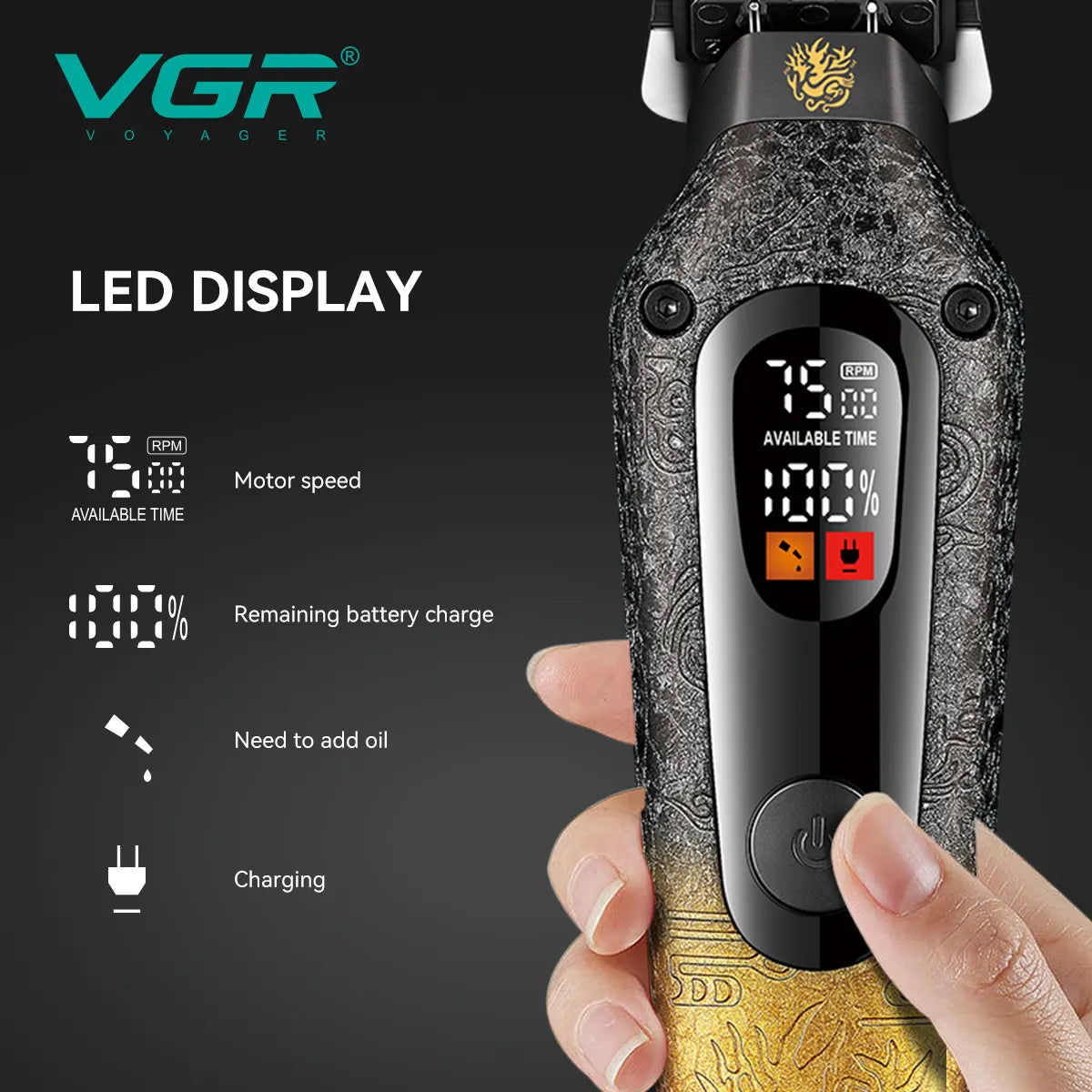 VGR V-879T Professional Hair Trimmer (Blue)
