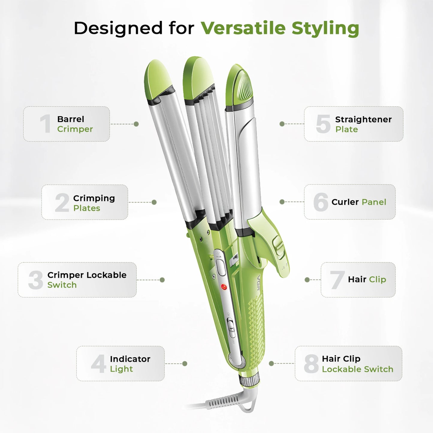 VGR V-569 Professional 4-in-1 Hair Beauty Styler (Green)