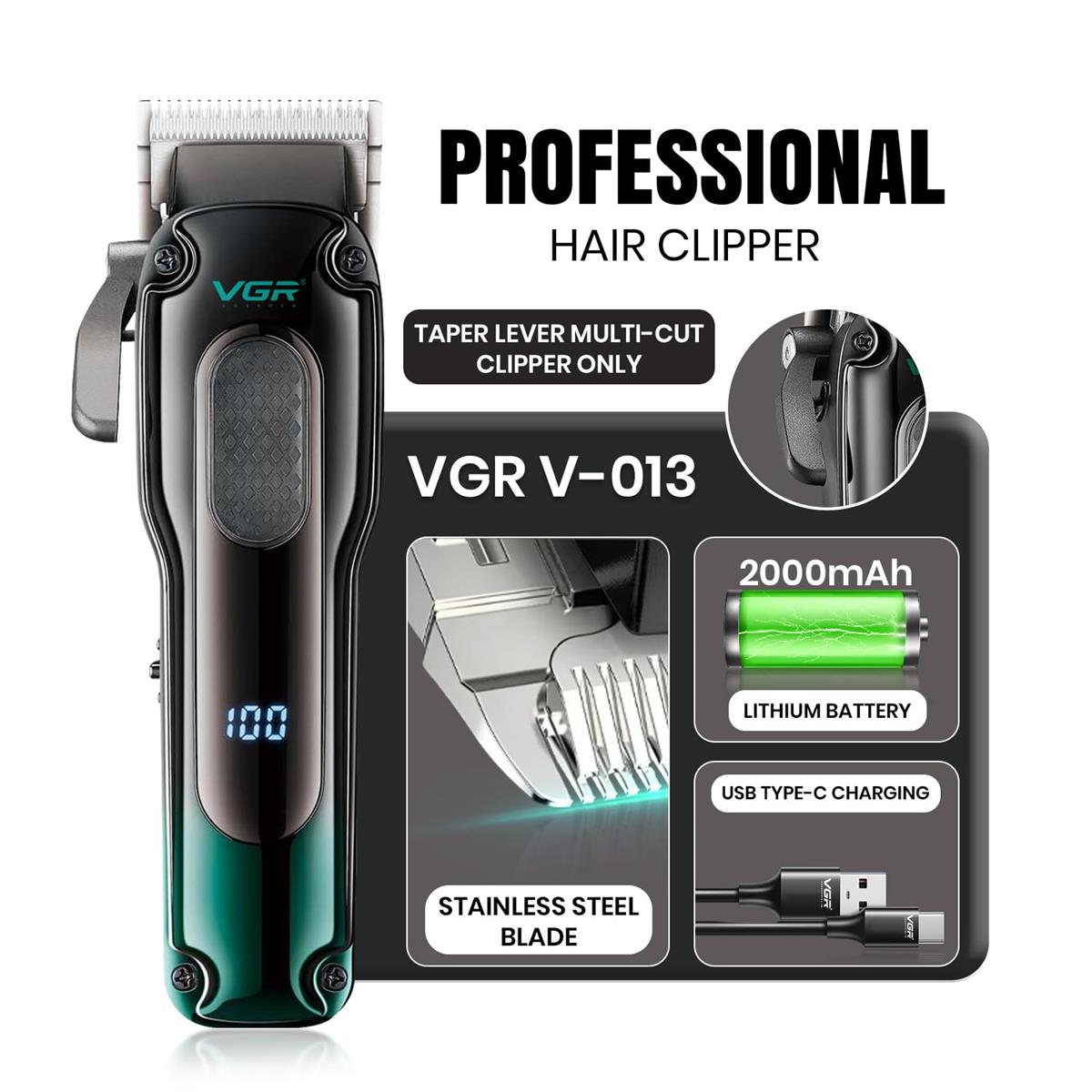VGR V-013 Professional Clipper - 200 Minutes Runtime.