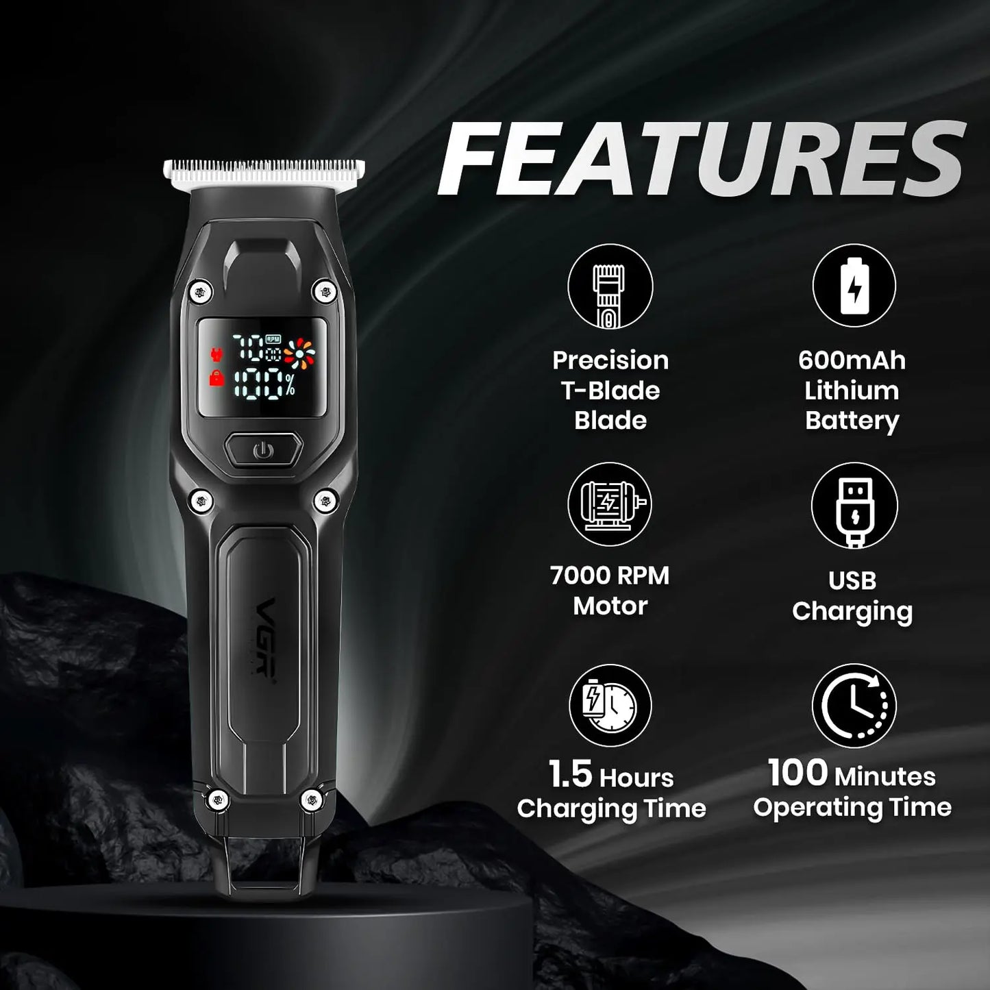 VGR V-964 Professional Hair Trimmer Cord/Cordless For Men — Image 3 — VGR Pakistan Official