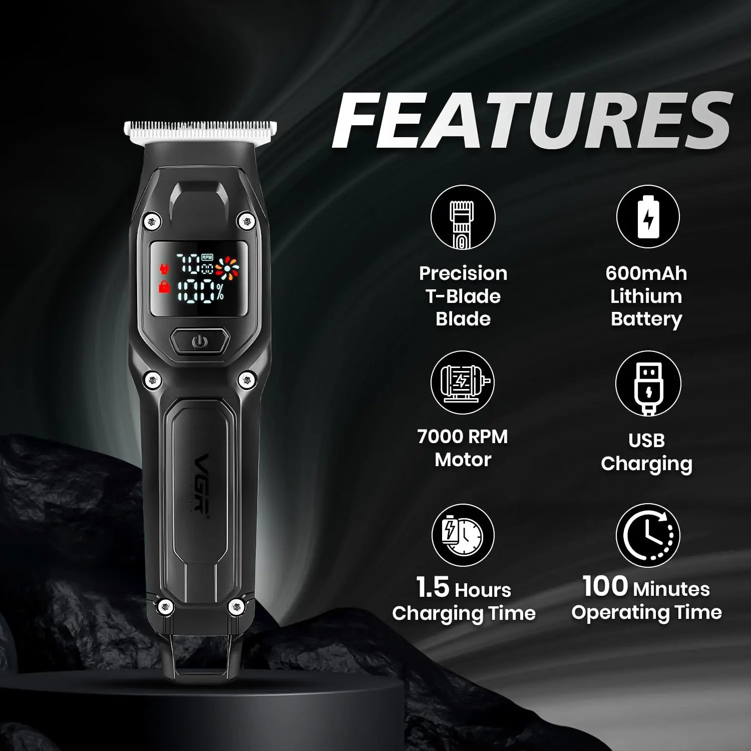 VGR V-964 Professional Hair Trimmer Cord/Cordless For Men — Image 3 — VGR Pakistan Official