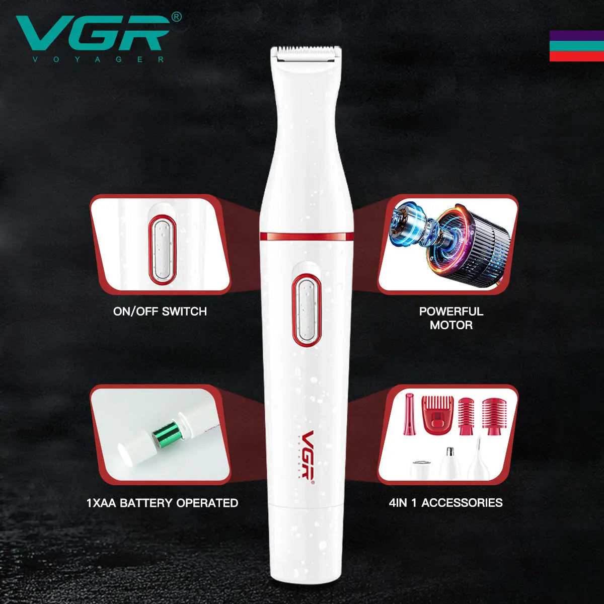 VGR V-725 Women 4 in 1 Waterproof Lady Shaver — Image 3 — VGR Pakistan Official