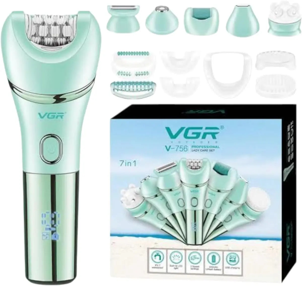 VGR V-756 6 in 1 Female Body Epilator — Image 2 — VGR Pakistan Official
