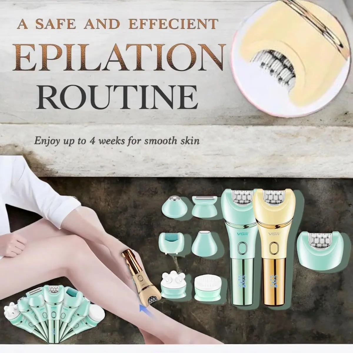 VGR V-756 6 in 1 Female Body Epilator — Image 4 — VGR Pakistan Official