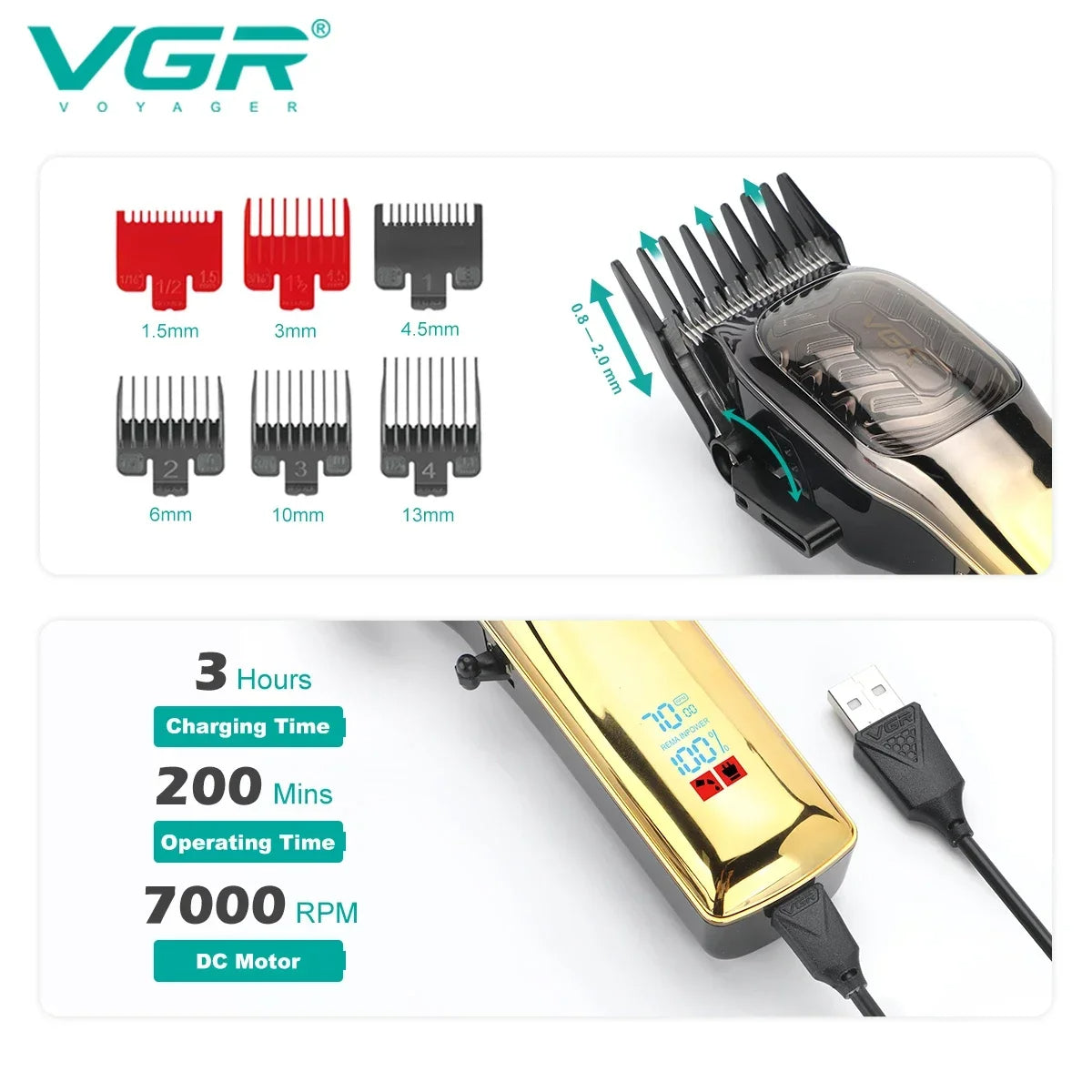 VGR V-654 Hair Trimmer Professional Hair Clipper — Image 4 — VGR Pakistan Official