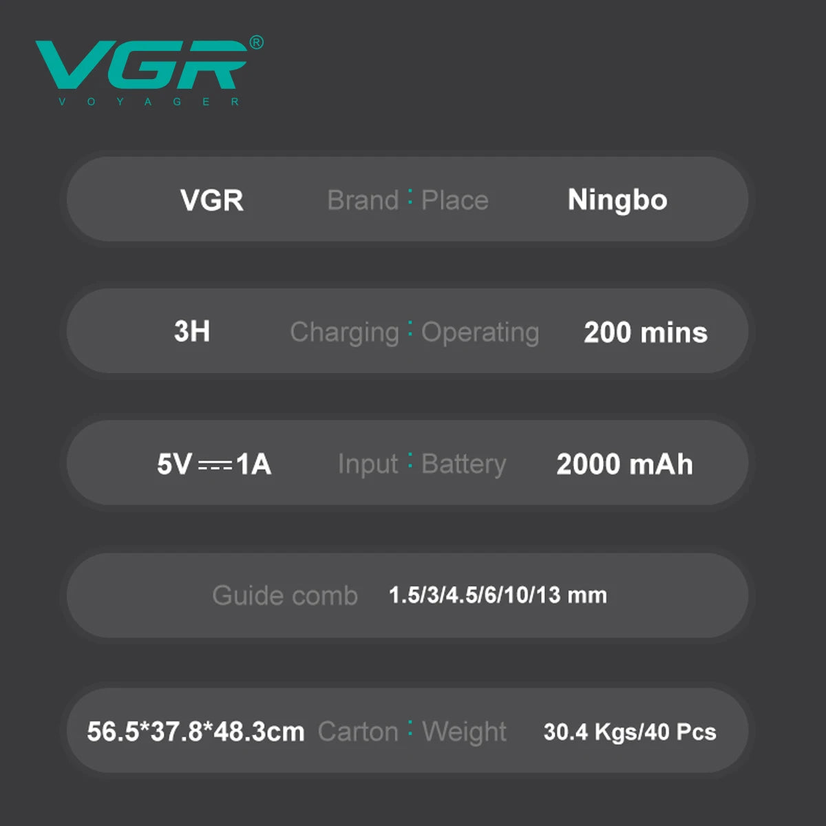 VGR V-656 Hair Clipper Gradient — Image 5 — VGR Pakistan Official