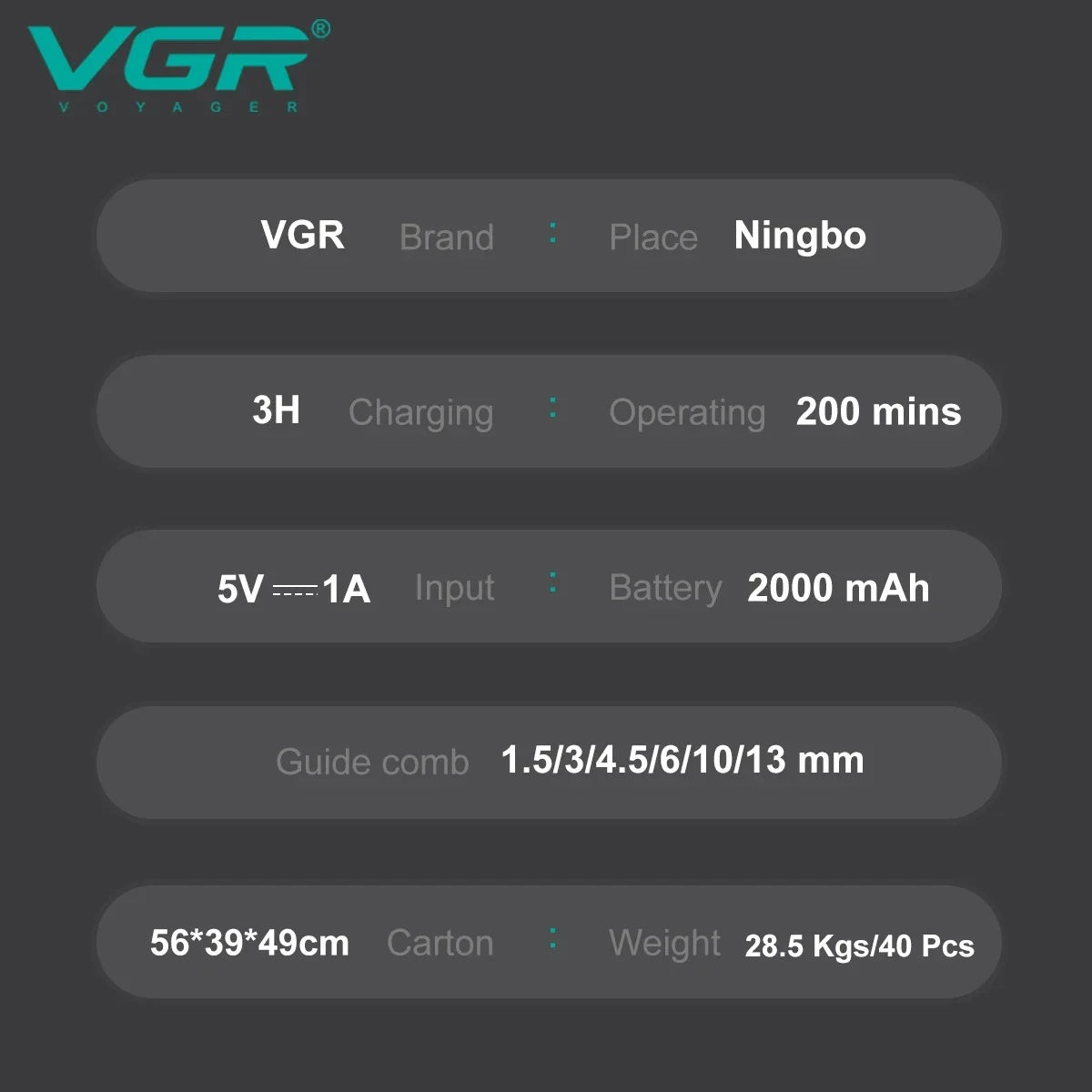 VGR V-654 Hair Trimmer Professional Hair Clipper — Image 5 — VGR Pakistan Official