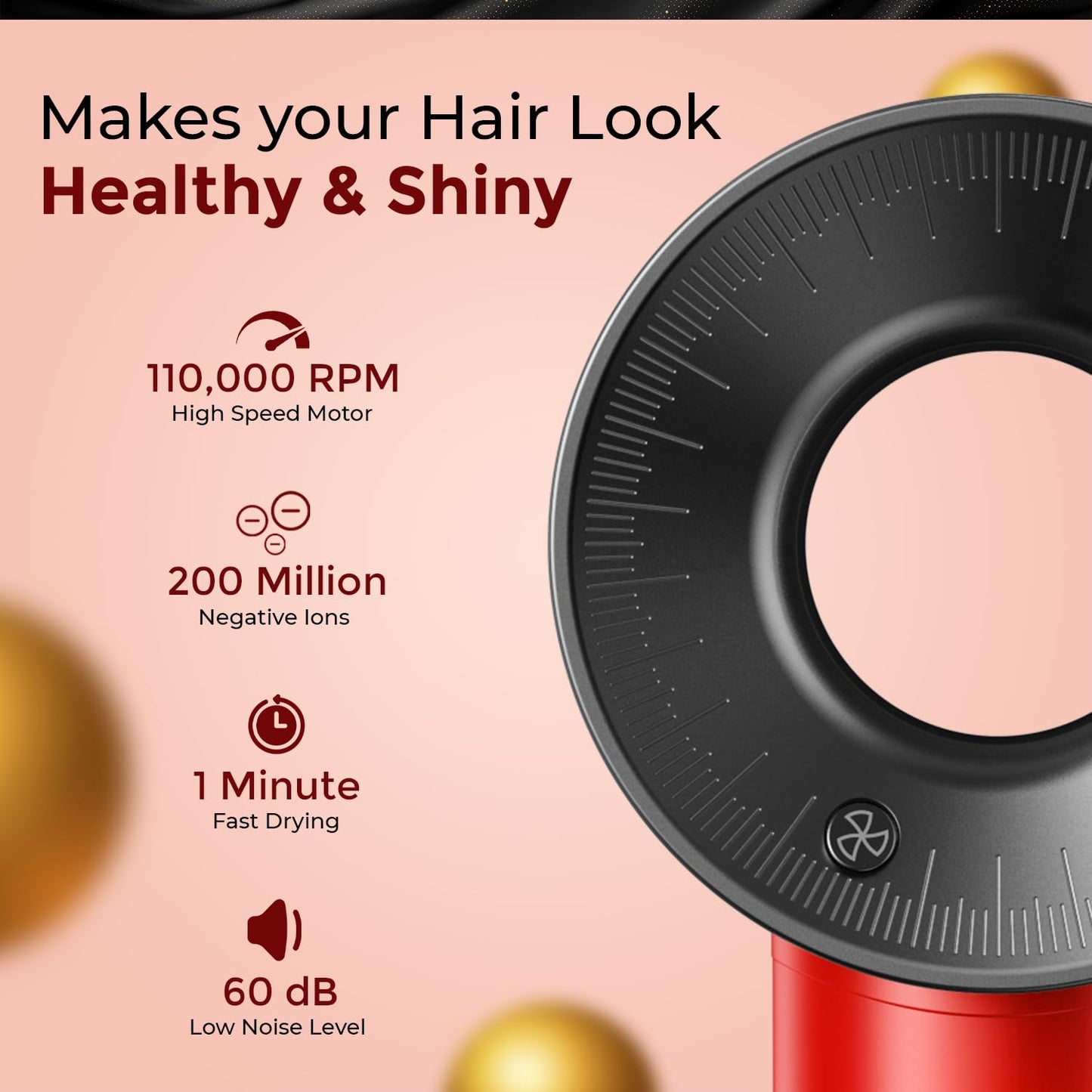 VGR V-445 Professional BLDC Hair Dryer (RED) — Image 3 — VGR Pakistan Official