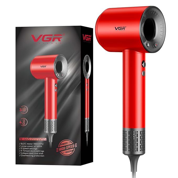 VGR V-445 Professional BLDC Hair Dryer (RED) — Image 4 — VGR Pakistan Official