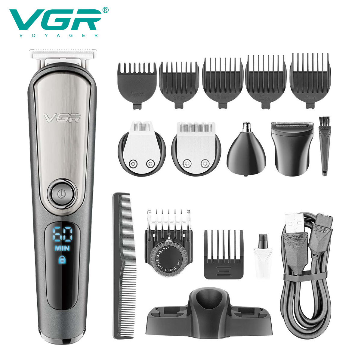 VGR V-105 Professional 5-in-1 Grooming Kit for Men with Led Display,.