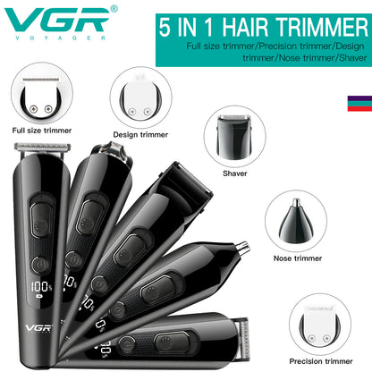 VGR V-175 Professional Cord Cordless Grooming Kit with 5 Guide Combs.