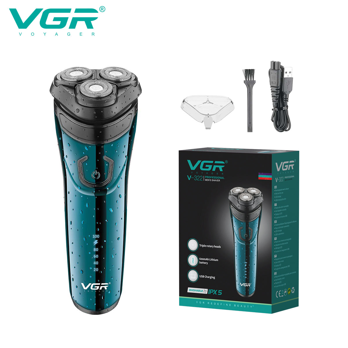 VGR V-322 Wet & Dry Professional Electric Shaver and Trimmer.