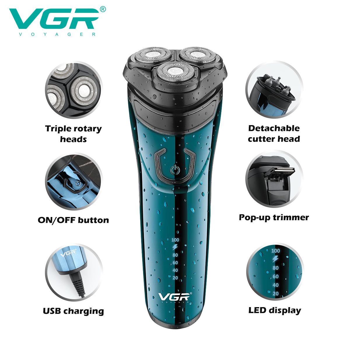 VGR V-322 Wet & Dry Professional Electric Shaver and Trimmer.