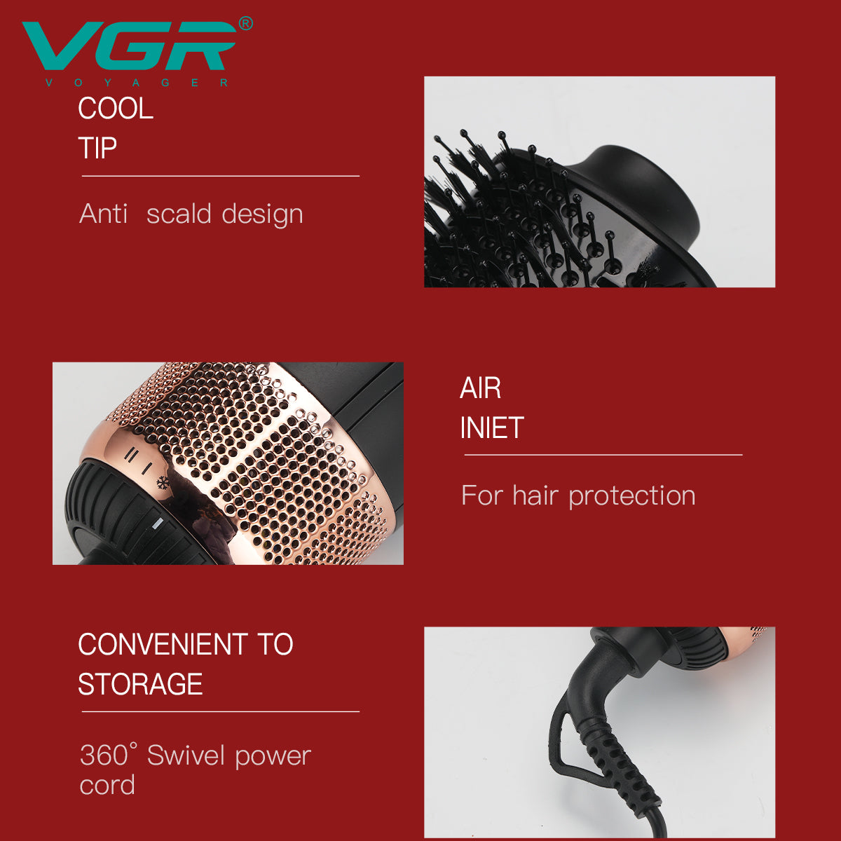 VGR V-492 Professional Hot Air Brush for Women — Image 6 — VGR Pakistan Official