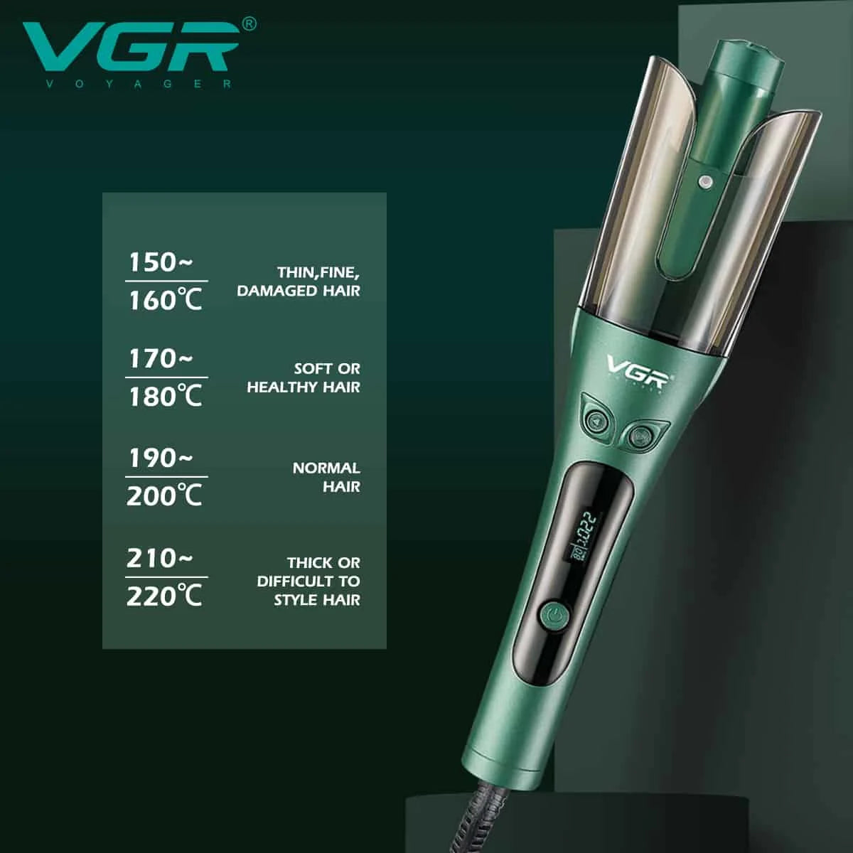VGR V-583 Professional Automatic Hair Curler For Women (Green)
