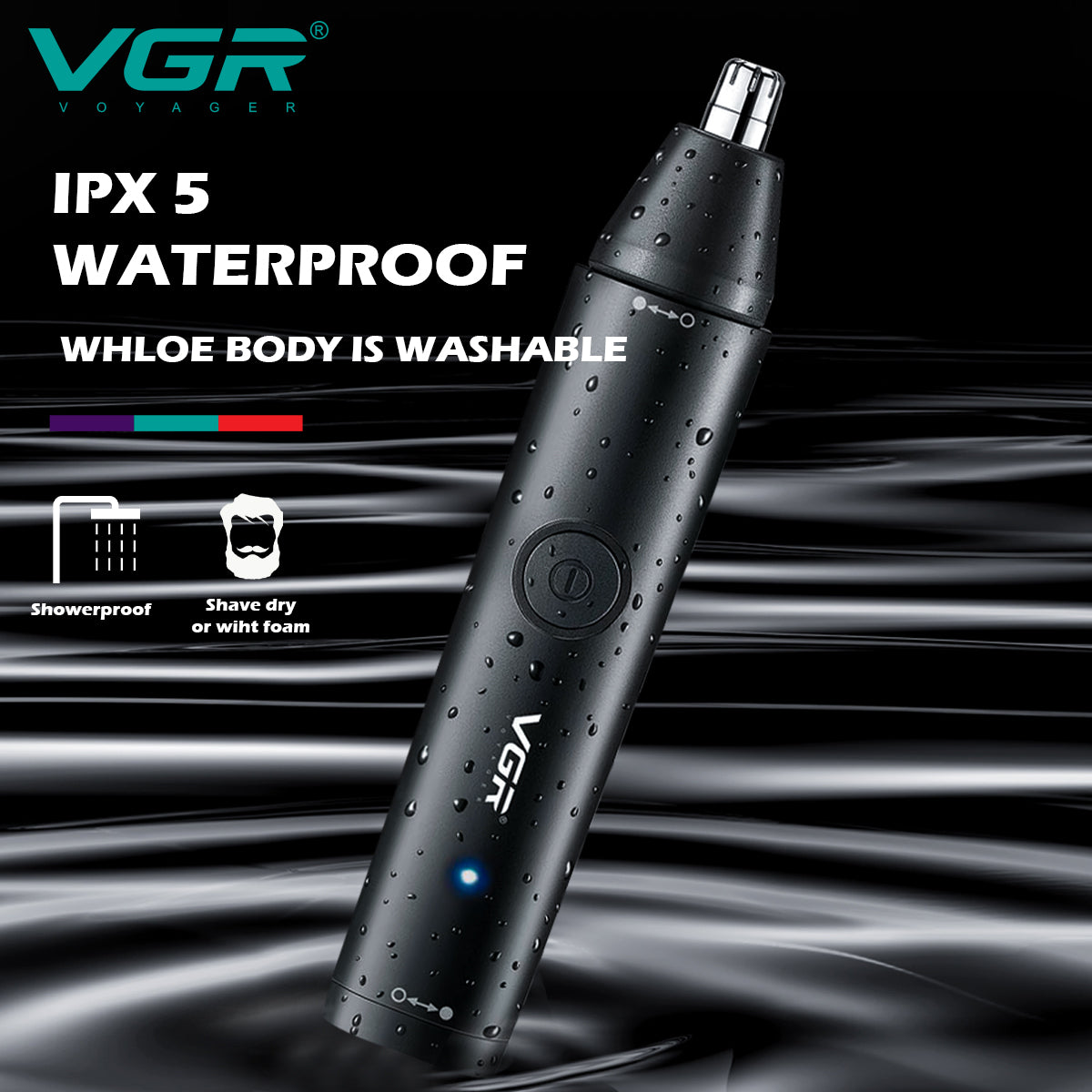 VGR V-613 Ear, Nose & Eyebrow Trimmer Professional USB Rechargeable Nose Trimmer.