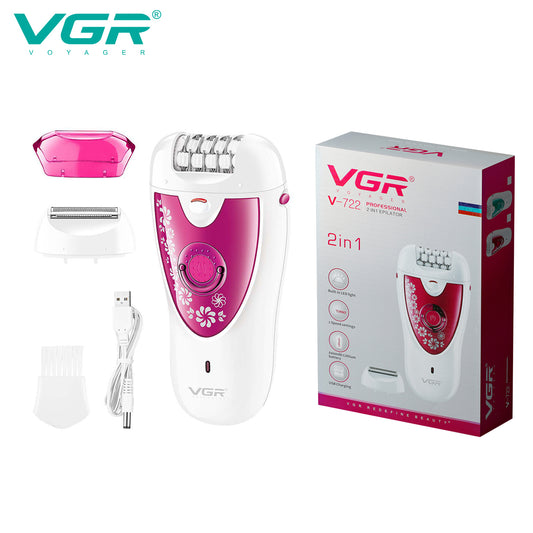 VGR V-722 Professional 2 in 1 Cordless Epilator for Women — VGR Pakistan Official
