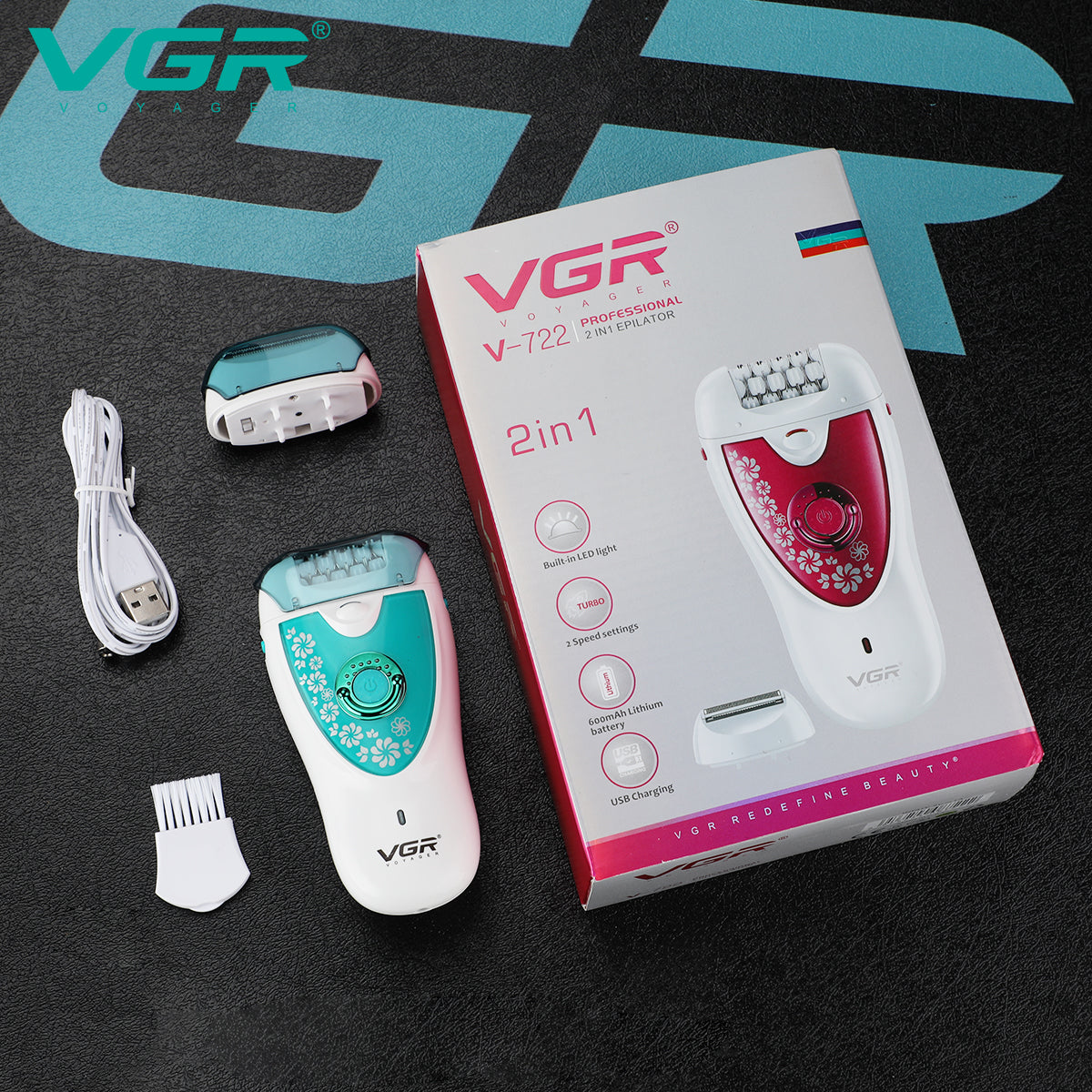 VGR V-722 Professional 2 in 1 Cordless Epilator for Women — Image 5 — VGR Pakistan Official