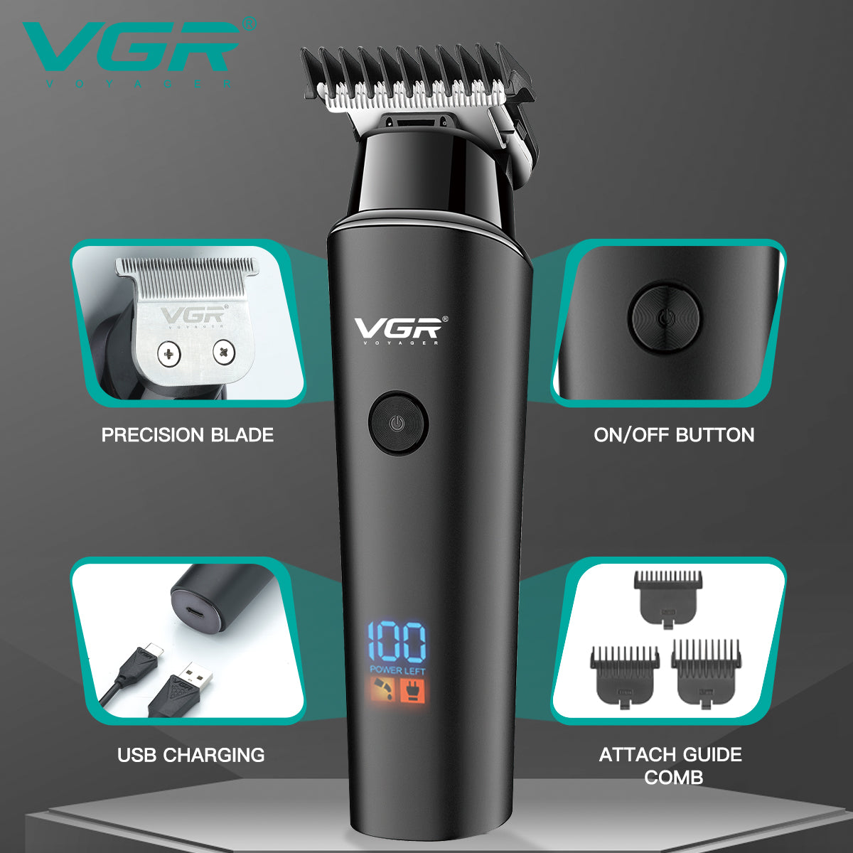 VGR V-937 Professional Cordless Rechargeable Hair Trimmer — Image 6 — VGR Pakistan Official