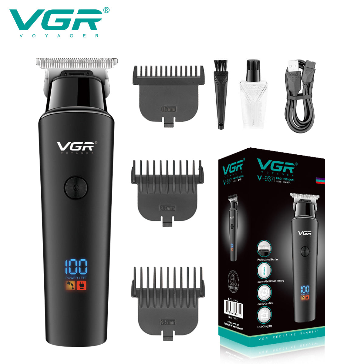 VGR V-937 Professional Cordless Rechargeable Hair Trimmer — Image 2 — VGR Pakistan Official