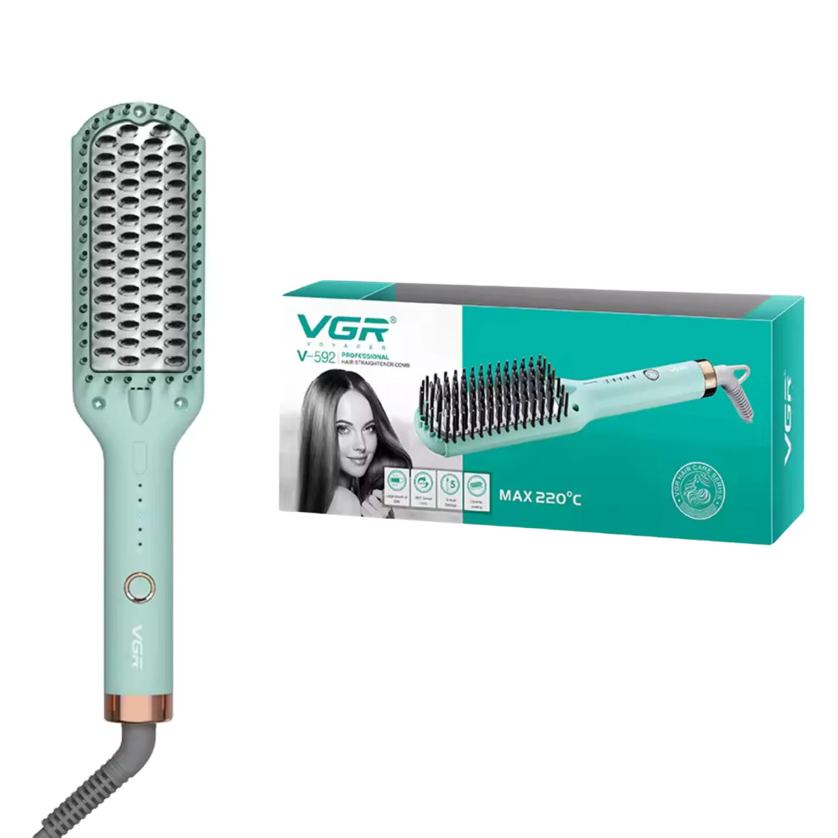 VGR V-592 Professional Hair Straightening Hot Comb Brush