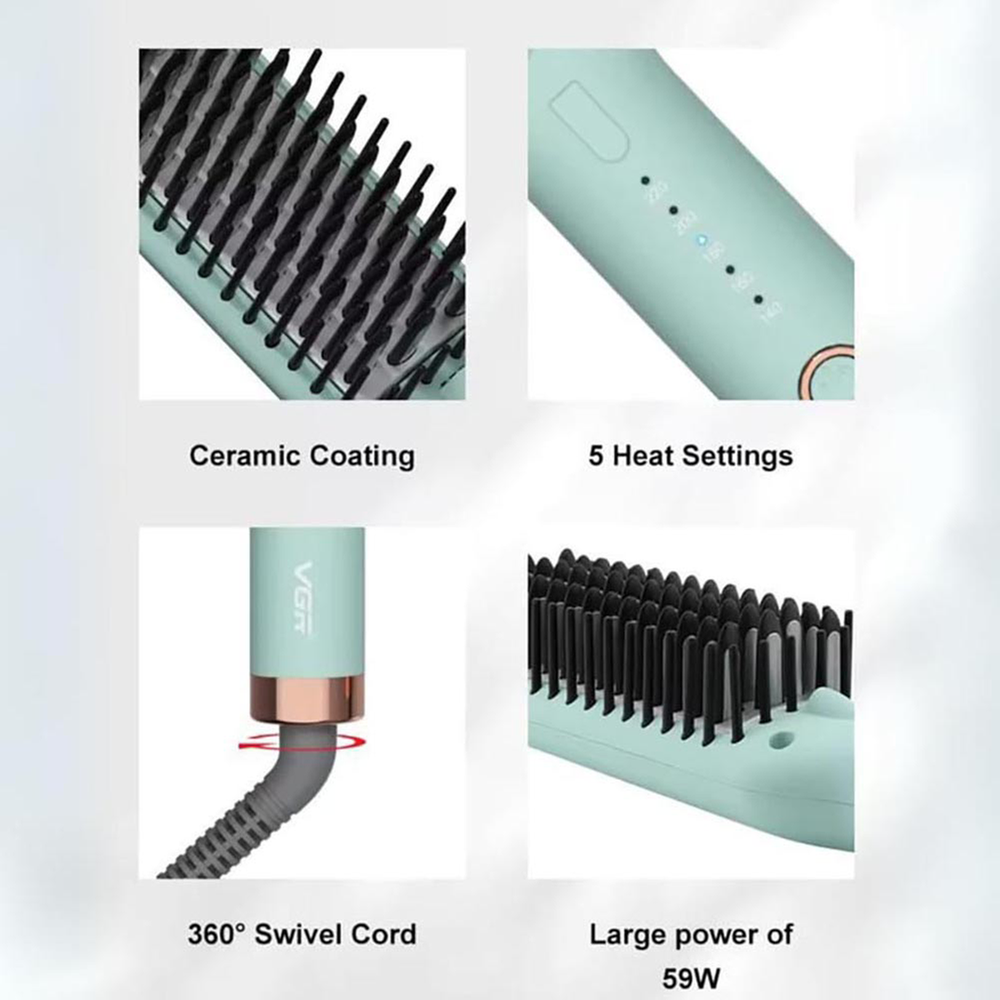 VGR V-592 Professional Hair Straightening Hot Comb Brush